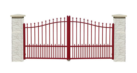 portail fer forg&eacute; et piliers