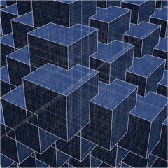 Urban City Boxes Cube With Hidden Lines Vector 176