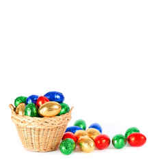 colorful chocolate easter eggs on white