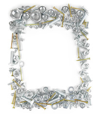 Bolts, screws, nuts isolated on white