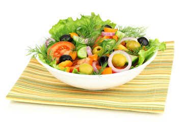 Fresh salad in plate isolated on white