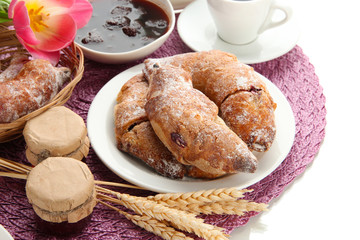 Light tasty breakfast, isolated on white.