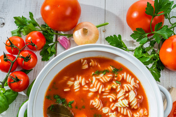 Fresh tomato soup made ​​of vegetables