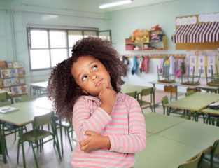 Pensive student african girl with beautiful hairstyle