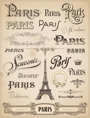 Fototapeta premium Paris calligraphy - set of hand-lettered design elements