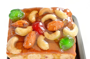 fruits cake with mix nut and dried fruit
