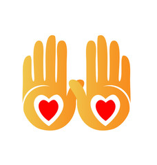 Obraz premium Hands showing hearts logo