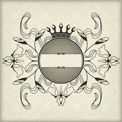 Vintage frame with crown