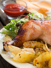 Roasted chicken leg