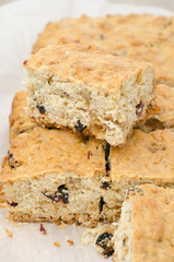 cake with dried cranberries and walnuts chopped into pieces