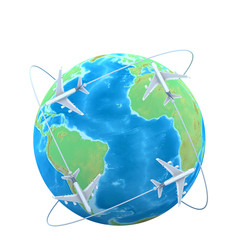 3d Planes flying around the globe © tigger11th