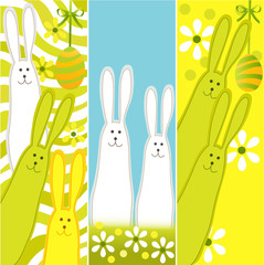 Easter banners with funny rabbits