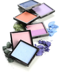 Beautiful bright eye shadows isolated on white
