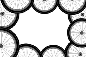Seamless bicycle wheels pattern - obrazy, fototapety, plakaty
