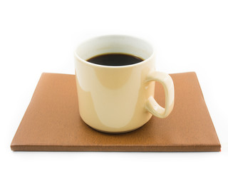 Morning coffee on brown notebook
