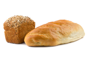 Black barley bread and with sunflower and sesame seeds and loaf
