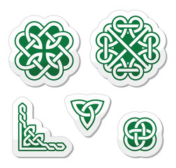 Celtic green knots patterns - vector