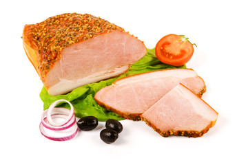 Spicy boiled ham and slices