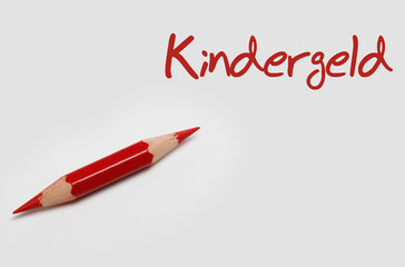 Rotstift mit Schrift Kindergeld