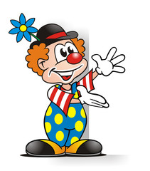 Clown presenting Board