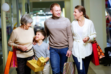 Family in the mall