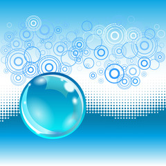 Wave background with dotted effect and circles.