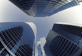 Fototapeta na wymiar szklany wieżowiec w Moscow City