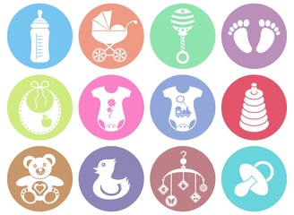 Baby boy and girl icons