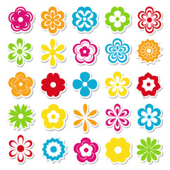 set of bright flower stickers