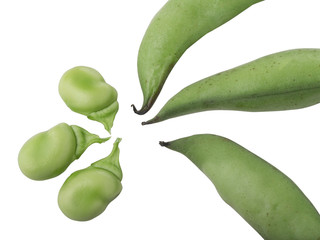 Composizione con fave verdi