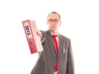 Businessman with ring binder