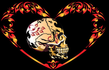 skull and heart