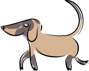 Fröhlicher Hund und treuer Begleiter, Hundeliebe zu einem Haustier, Vektor, einfache Zeichnung