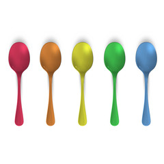 Realistic colorful spoon. Vector design.