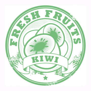 Fruit stamp, kiwi, vector illustration