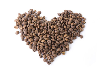 Heart from coffee beans