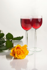 Glasses with Red Wine on White