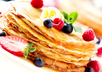 Pancake. Crepes With Berries. Pancakes stack