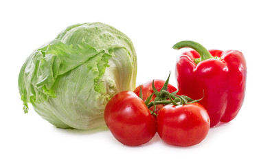 fresh vegetables on the white background