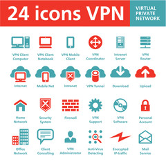 24 Vector Icons VPN (Virtual Private Network)