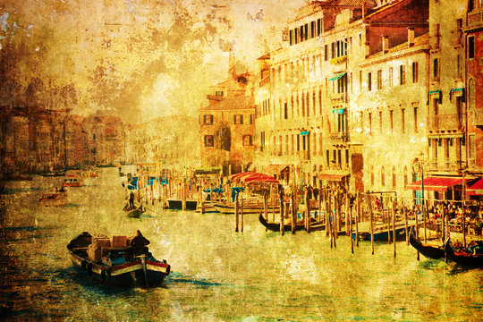 k&uuml;nstlerisch texturiertes Bild vom Canale Grande in Venedig