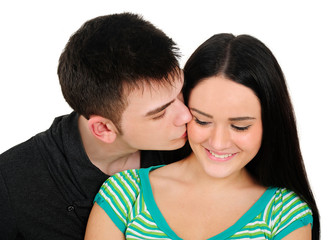 Isolated casual couple