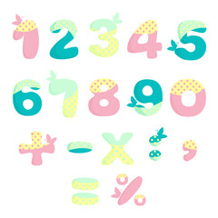 Vector numbers for children with butterflies