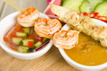Sate Gai & Sate Goong - Thai chicken and prawn satays