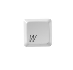 The letter W from a white computer keyboard