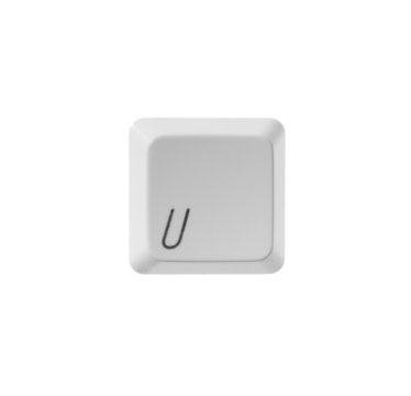 The letter U from a white computer keyboard