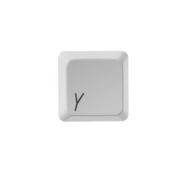 The letter Y from a white computer keyboard