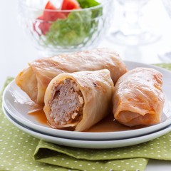 Cabbage rolls with meat and rice