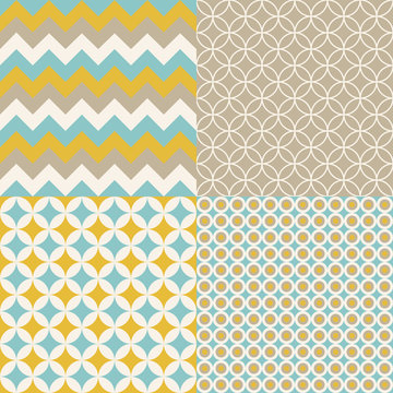 Blue, Mustard and Brown Seamless Patterns