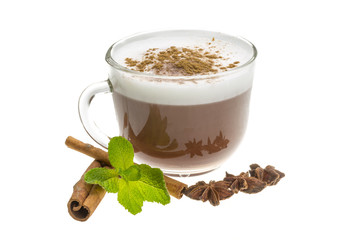 Coffee with milk and cinnamon